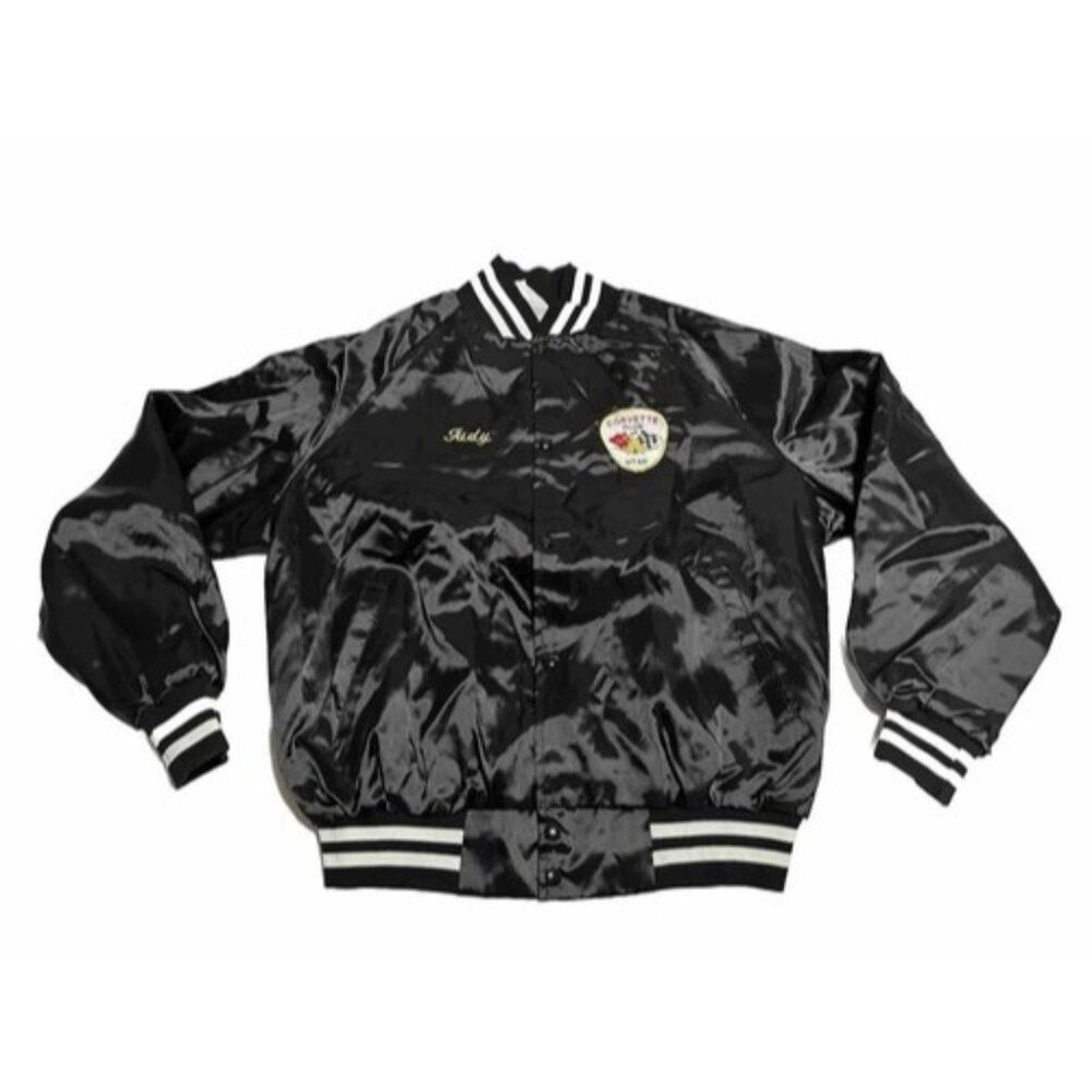 Vintage WestArk Women Black Embroidered Satin Corvette Club Of Utah JUDY Jacket